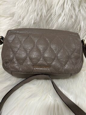 Vera Bradley Taupe Quilted Pebbled Leather Crossbody